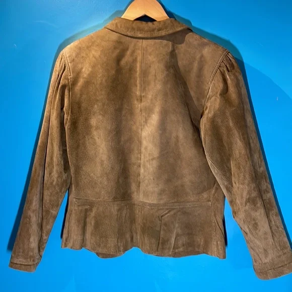 VINTAGE 80s suede jacket size 11-12 Cottage or Prairie core fall essential! - Picture 4 of 10